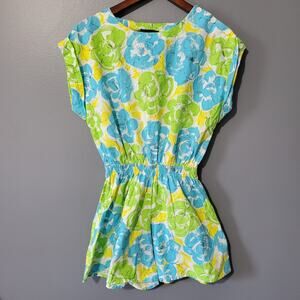 VTG CARMELTON Romper Size Medium Floral Union Made in USA Womens Blue Green